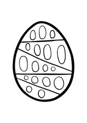 Black line Easter Egg with oval. Hand drawn cartoon style. Doodle for coloring, decoration or any design. Vector illustration of kid and holiday.