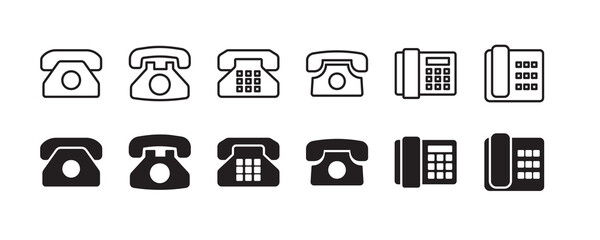 Telephone icon set. Vector graphic illustration. Suitable for website design, logo, app, template, and ui. 