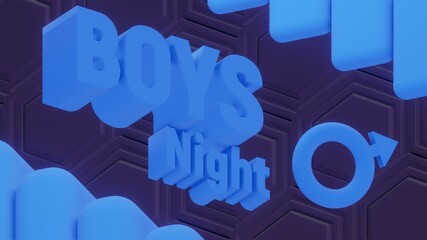 Boys Night blue color background 3d render