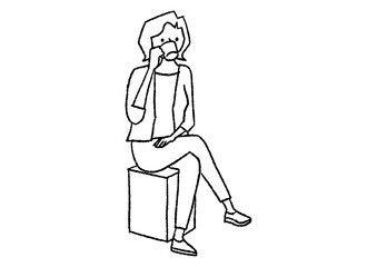 カフェでイスに座ってコーヒーを飲む女性02