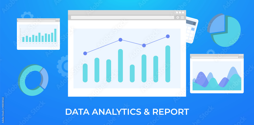 Poster data analytics report, business analytics ba or intelligence bi information dashboard with data stat