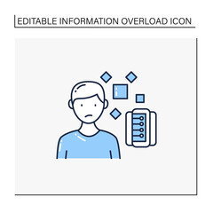 Unrelated Information line icon. Pieces of unrelated info. Contamination information space supply with irrelevant info.Information overload concept. Isolated vector illustration.Editable stroke