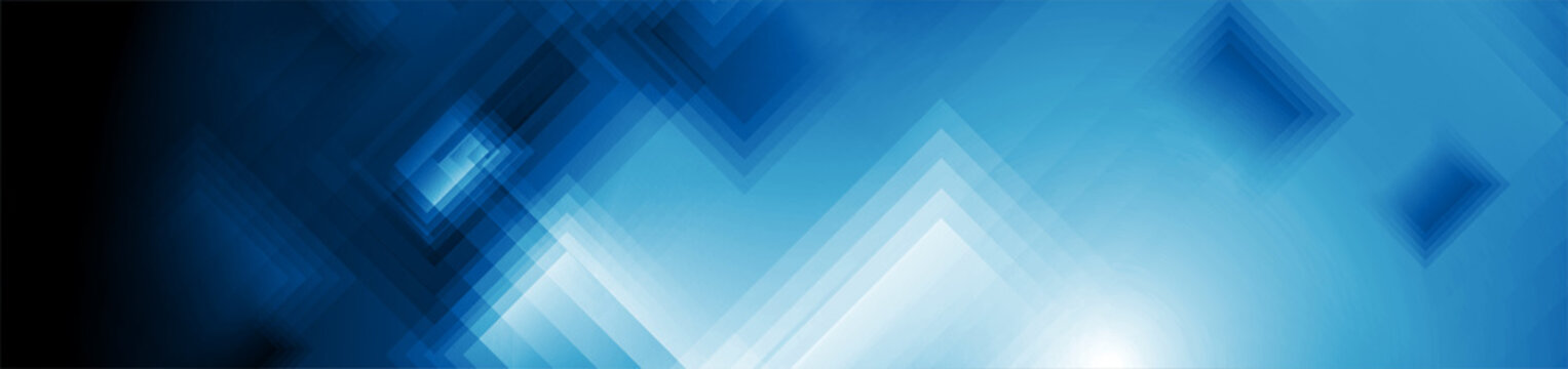 Glossy Blue Squares Abstract Geometric Background. Technology Vector Banner Design