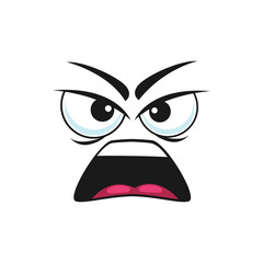 Shouting smiley with wide open mouth isolated screaming character. Vector angry emoji face, shocked emoticon in bad mood. Frightened character, horror face expression, crazy screaming emoticon