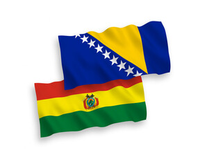 Flags of Bolivia and Bosnia and Herzegovina on a white background