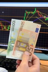 Cours du blé. Billets de banque 150 euros