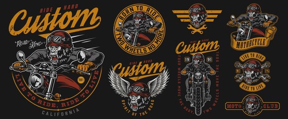 Fototapeta na wymiar Custom motorcycle labels set