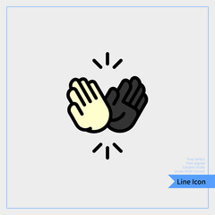 Two people giving a high five icon. Thin line icon. professional, pixel-aligned, Pixel Perfect, Editable Stroke, Easy Scalablility.