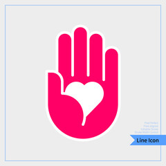 Valentine Heart Hand, Hand giving heart, love symbol on palm icon. Thin line icon. professional, pixel-aligned, Pixel Perfect, Editable Stroke, Easy Scalablility.