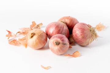 Fresh scallion on pure white background