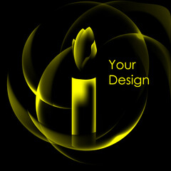 candle silhouette with flame on the dark background