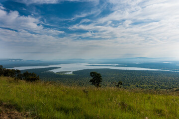 Landscape in the Akagera National Park, Rwanda, Africa