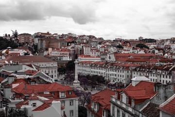 roofs of town Lisbon Portugal. Rossio