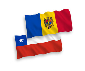 Flags of Moldova and Chile on a white background