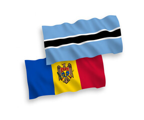 Flags of Moldova and Botswana on a white background
