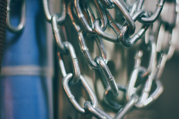 coiled chain rings. macro detail