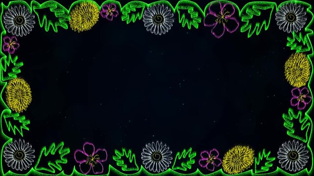 Spring background with colored flowers frame