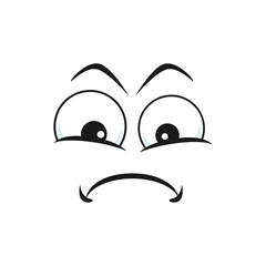 Cartoon face vector icon, resentful emoji with puff out cheeks and squinted eyes. Upset facial expression, funny feelings isolated on white background