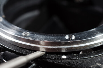 Disconnecting old broken camera mount for close-up replacement