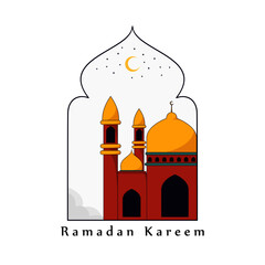 minimal ramadan kareem greeting with illustration mosque