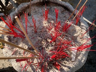 Incense burner with ashes