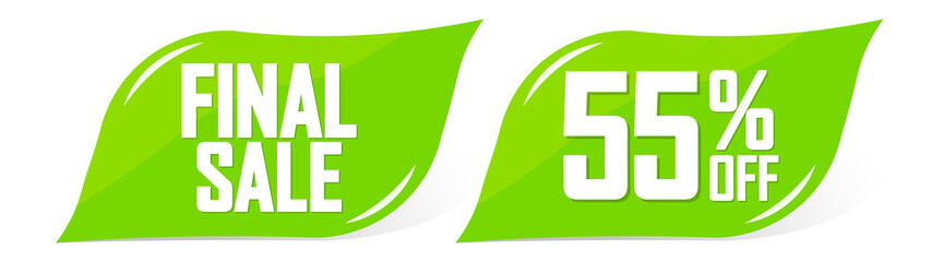 Final Sale, 55% off, banners design template, discount tags, vector illustration