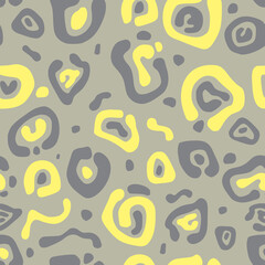 Imitation of a leopard texture. Fashionable colors: shades of gray and yellow create a unique pattern. Seamless pattern