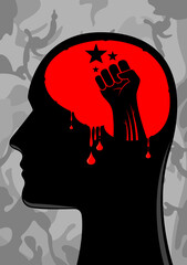 Head with fist vector illustration