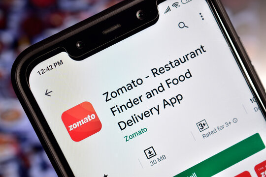 Zomato Application On Smartphone, Food delivery app