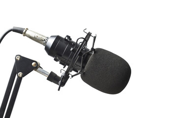 The microphone is isolated on a white background. Clipping path