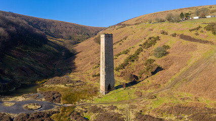 Abersychan chimney an old building left over from the Welsh Industrial mining in the South Wales...