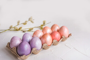 Easter colorful eggs on white background
