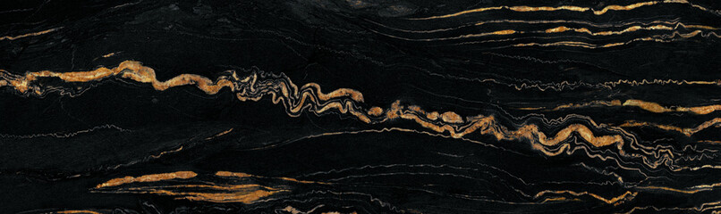 Black marble background with golden veins, polished marble quartz stone background, glossy slab...