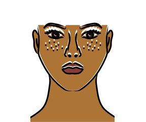 Portrait of a beautiful girl. Woman's face. Cartoon. Vector illustration.