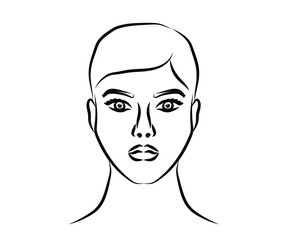 Portrait of a beautiful woman on a white background. Silhouette. Vector illustration.