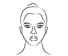 Portrait of a beautiful woman on a white background. Silhouette. Vector illustration.