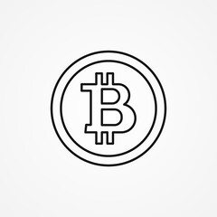 Bitcoin outline icon vector. Cryptocurrency logo isolated on white background