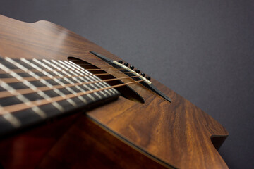 acoustic guitar on wooden background