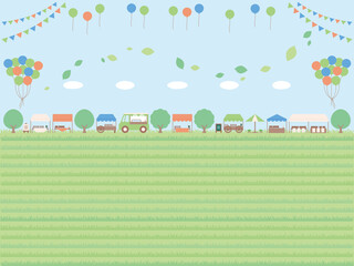 シンプルな初夏のフリーマーケットの背景イラスト