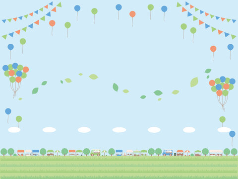 シンプルな初夏のフリーマーケットの背景イラスト 空が広がる遠景バージョン Stock Vector Adobe Stock