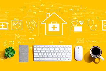 Telehealth theme with a computer keyboard and a mouse