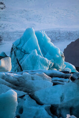 View of Jokulsarlon glacial lake on a summer evening