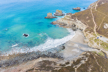 Aerial photograph of St Agnes, Truro, Cornwall, England.
