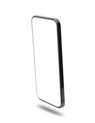 Black mobile smartphone mockup with blank screen isolated on white background with clipping path, Can use mock-up for your application or website design project.