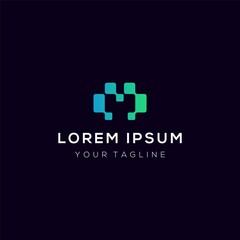 Obraz premium initial letter M technology logo icon design elements