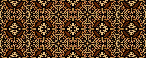 Bohemian Print. Brown Background. Seamless Pattern.