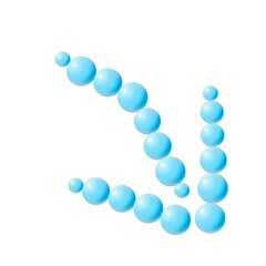 Graphic illustration. An arrow of balls. A recurring illustration.