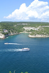 Obraz premium Boat, Sea, Blue, Vacation, White, Sun