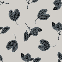 Seamless pattern with hand drawn stylized iresine