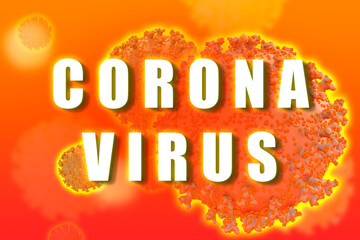 Illustration of Coronavirus with text.